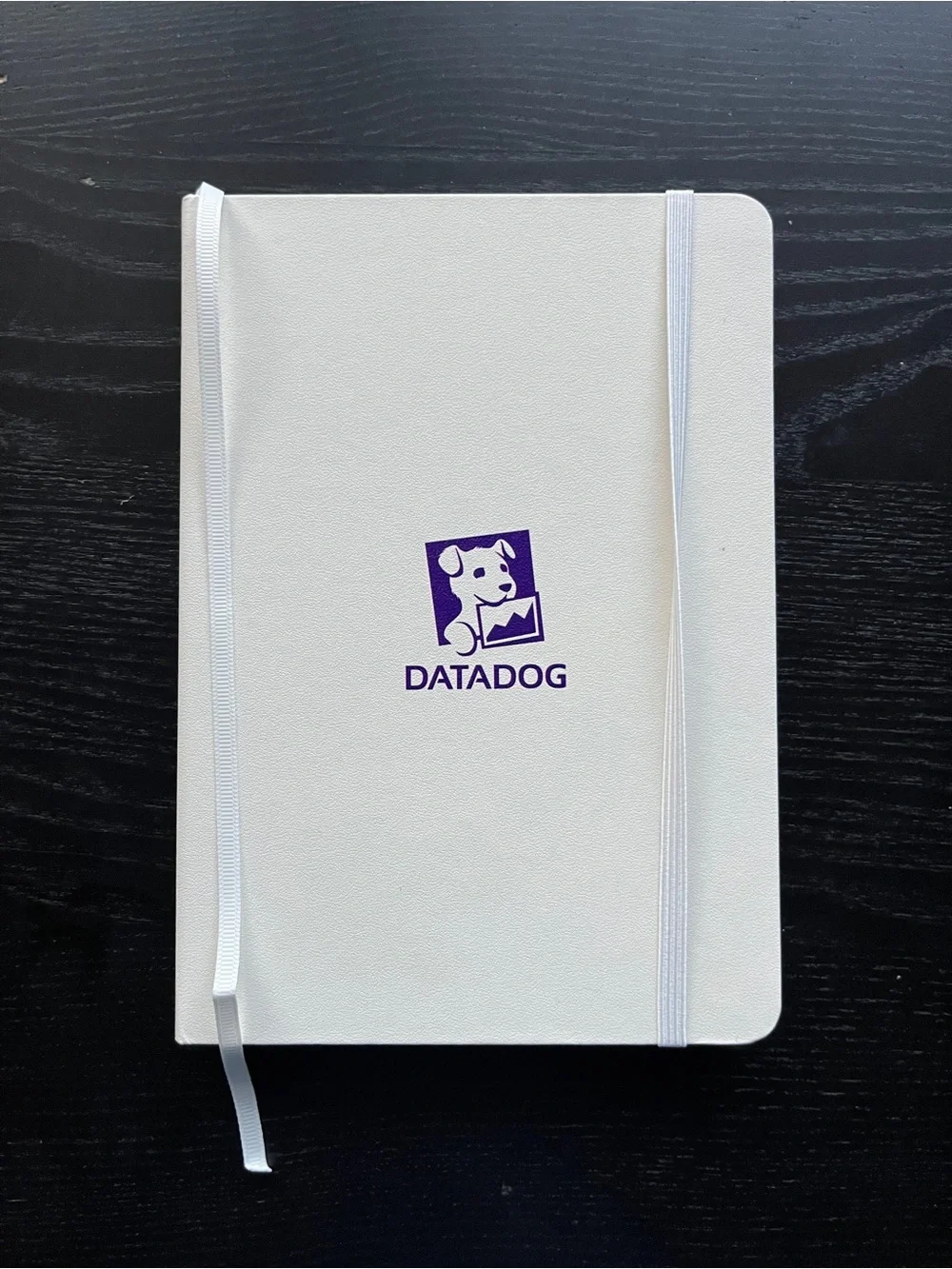Paperage Datadog Hardcover Lined Journal Notebook White 5.7x8 Elastic Pocket